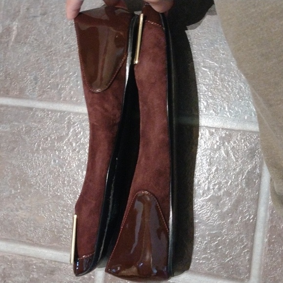 Roger Vivier burgundy patent cap toe suede buckle logo ballet flats size 36 - Picture 13 of 15